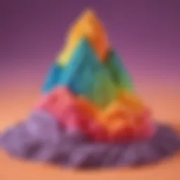 Colorful kinetic sand slime displayed in an artistic arrangement