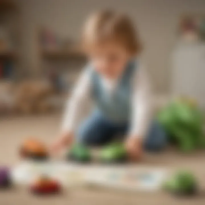 Child engaging with Leap Frog toys in a playful environment