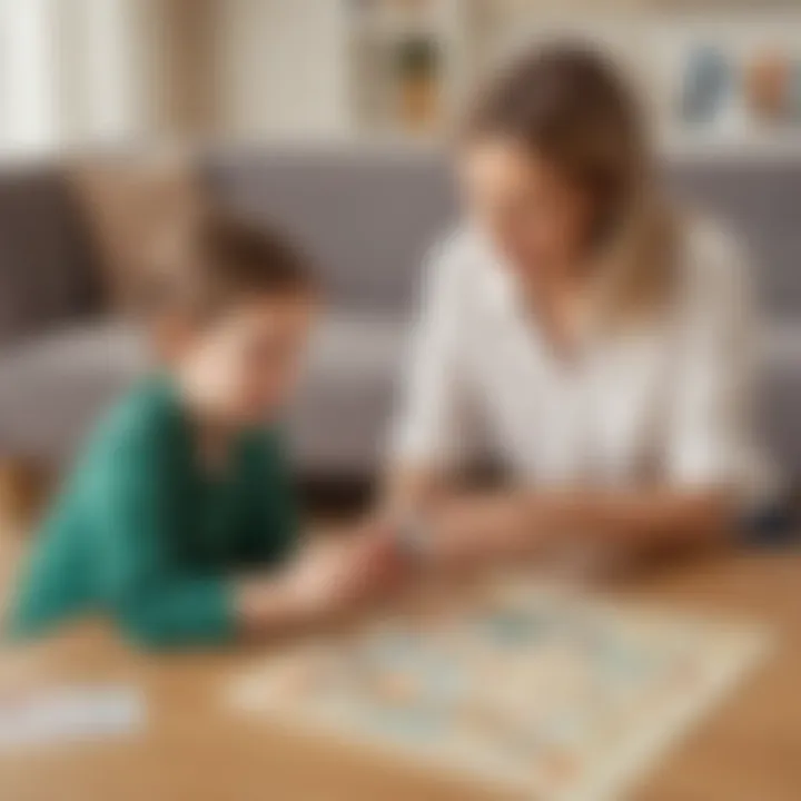 A parent and child playing the Learning Bones Game together