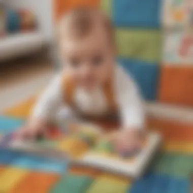 Baby exploring textures with a fabric sensory book