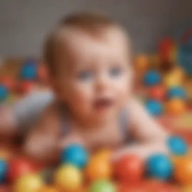 Baby playing with colorful sensory balls