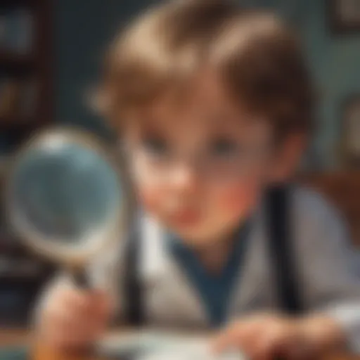 Curious young scientist exploring a magnifying glass