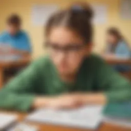 Young student engaged in math problem-solving