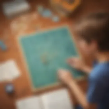 Math Puzzle Challenge Teenager engaged in a challenging math puzzle