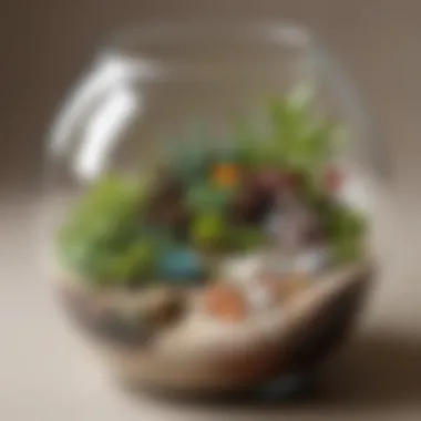Textural Diversity in Mini Terrarium Mini glass terrarium showcasing a variety of textures and colors