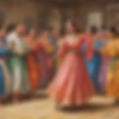 Students engaging in traditional dance from various cultures.