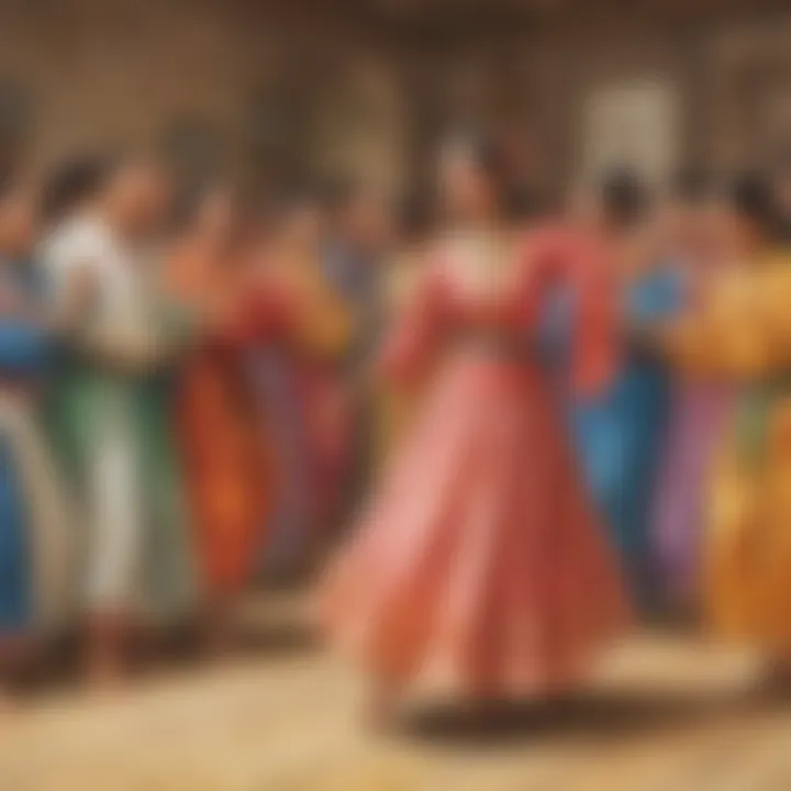 Students engaging in traditional dance from various cultures.
