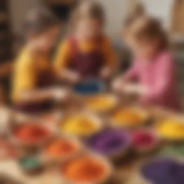 Children engaging in a creative activity using natural dyes