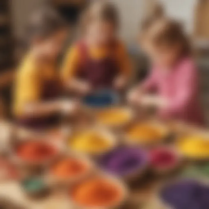 Children engaging in a creative activity using natural dyes