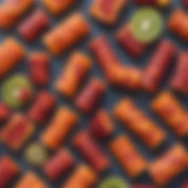 A vibrant display of finished natural fruit roll ups arranged attractively on a plate.