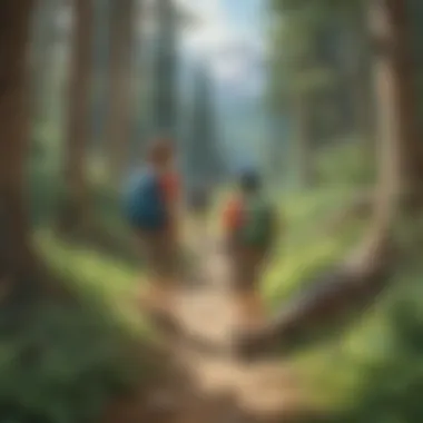 Children hiking in the wilderness during summer camp