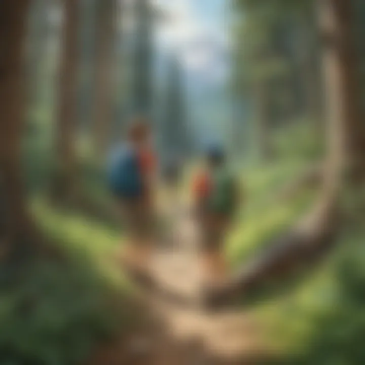 Children hiking in the wilderness during summer camp