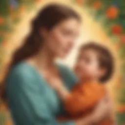 Illustration depicting nurturing bond between mother and child