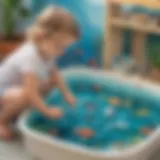 Preschooler exploring ocean sensory bin