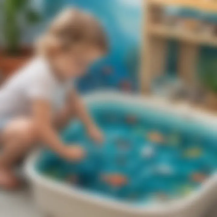 Preschooler exploring ocean sensory bin