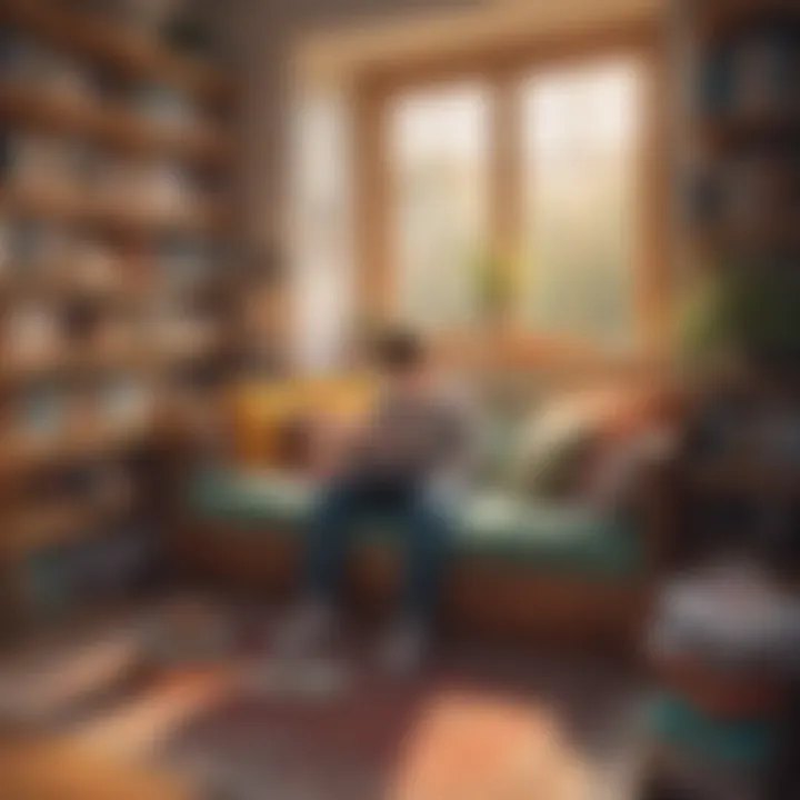 A cozy reading nook with a laptop and books, emphasizing the importance of a supportive reading environment.