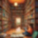 A vibrant digital library showcasing colorful children's books for first graders.