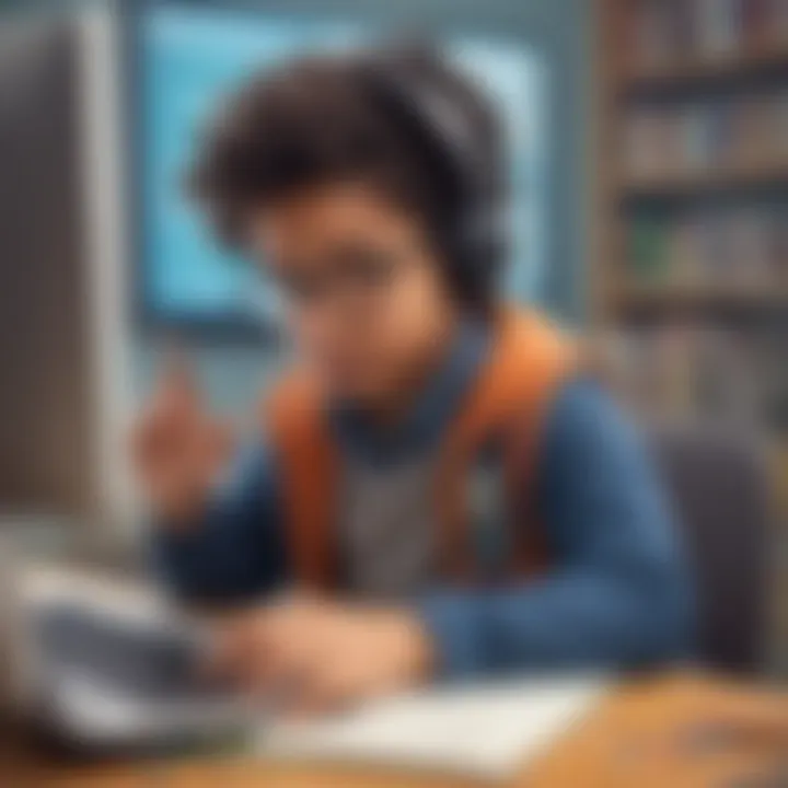 Elementary student exploring digital science resources