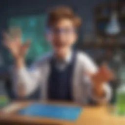 Young student conducting virtual science experiment