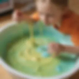 Colorful Oobleck in a sensory bin for exploration