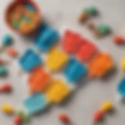 Colorful Paw Patrol popsicle molds arranged on a kitchen counter