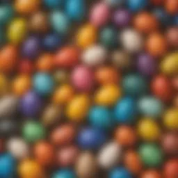 Colorful plastic dinosaur eggs in various sizes