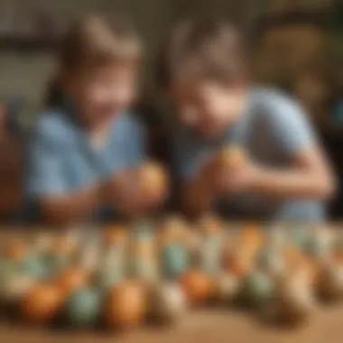 Children Engaging in Imaginative Play Children engaging in imaginative play with dinosaur eggs