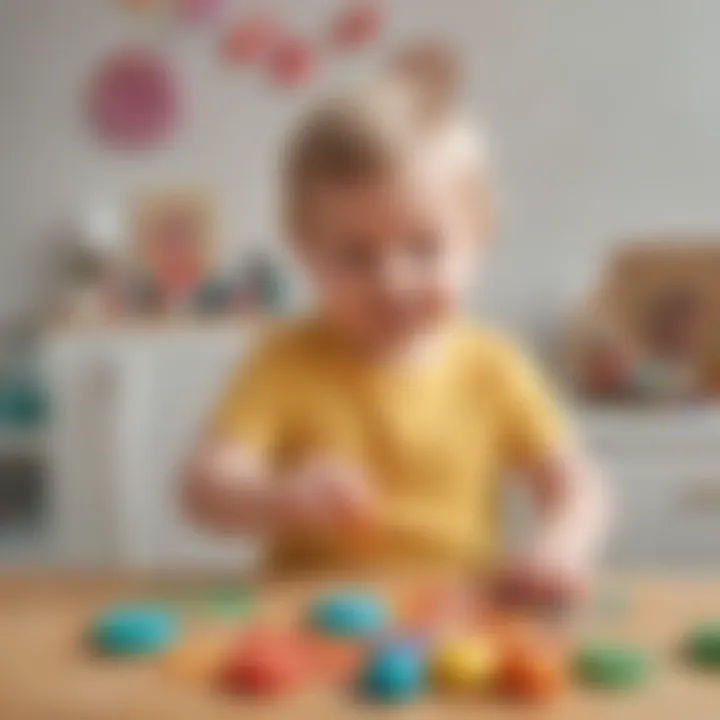 Two-year-old engaging in sensory play with colorful playdough