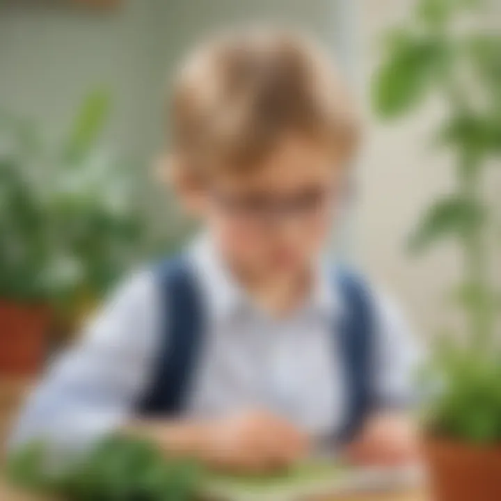 Preschooler exploring plant anatomy
