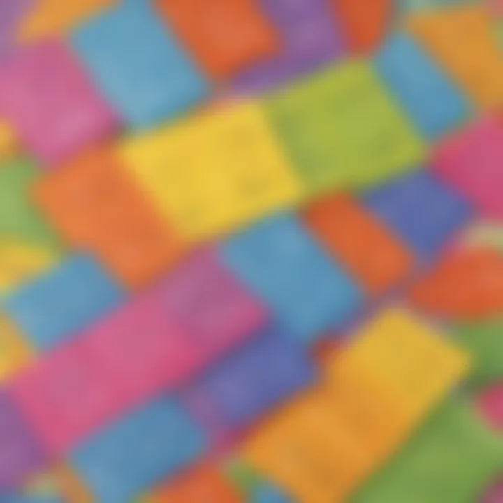 Illustration of colorful multiplication flashcards