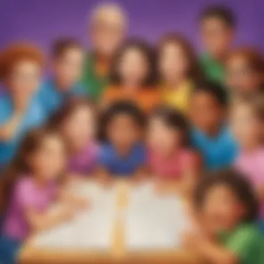 Illustration of a diverse group of children learning multiplication together