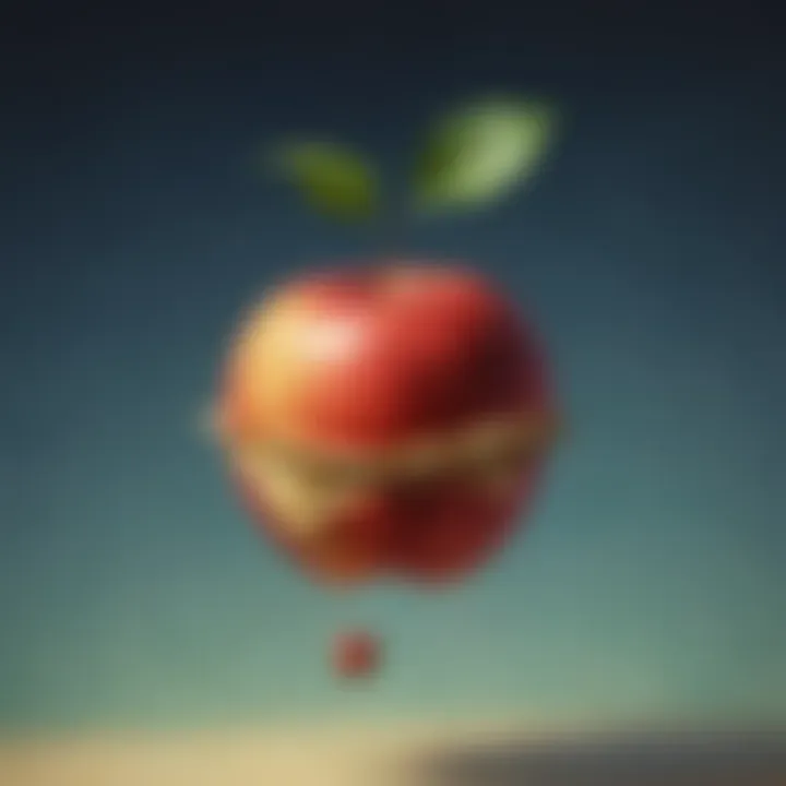 Illustration of a gravity-defying apple floating mid-air