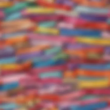 Close-up of various ribbons used for crafting headbands