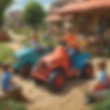 Promoting Imaginative Play with Ride-On Vehicles An engaging scene of children playing creatively with ride-on vehicles in an outdoor environment.