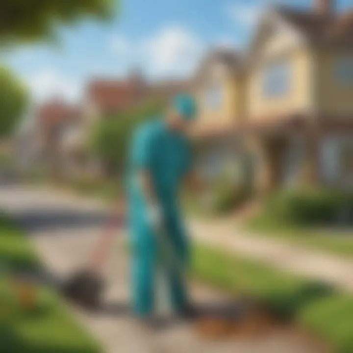 Community worker organizing a cleanliness drive in the neighborhood