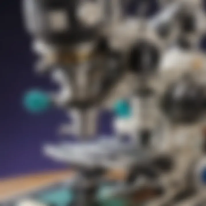 Close-up of microscope examining intricate details