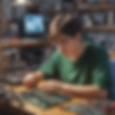 Electronics Innovation Project Teenage boy assembling electronic circuit components