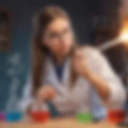 Teenage girl conducting chemical reaction experiment