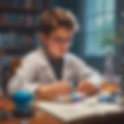 Young scientist conducting a colorful experiment