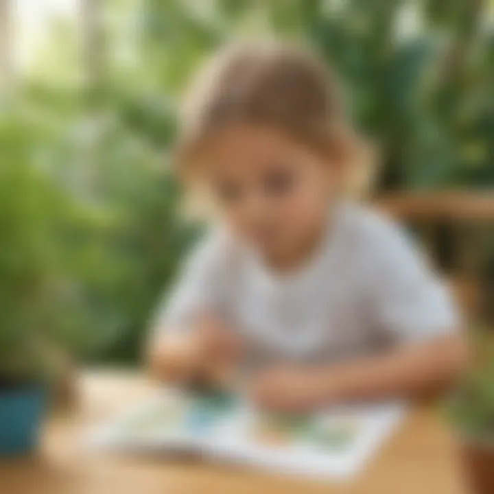 Preschooler observing nature in a science exploration activity