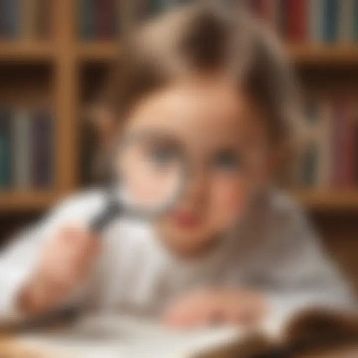 Preschooler exploring a magnifying glass