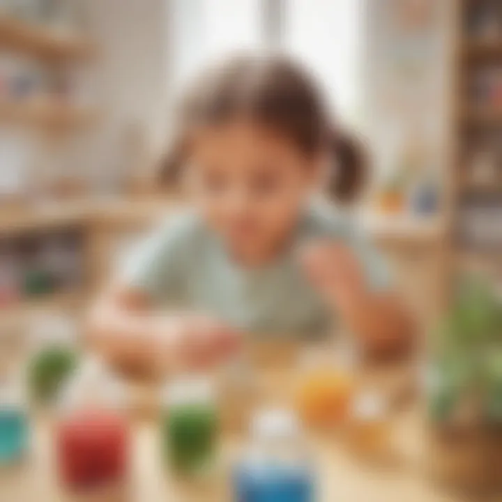 Preschooler engaging in a sensory activity with various smells and scents