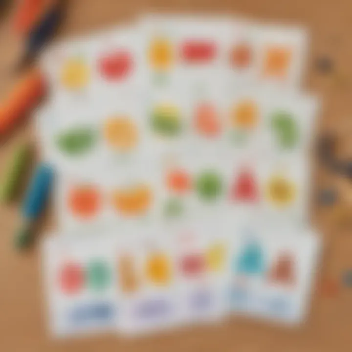 Colorful flashcards illustrating short vowel sounds