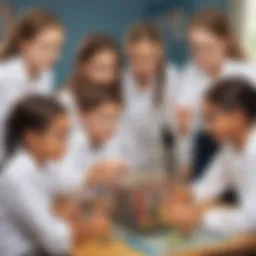 A group of children engaged in a STEM game activity