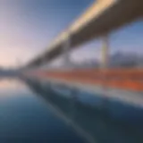 Abstract architectural design of a futuristic bridge