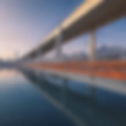 Abstract architectural design of a futuristic bridge