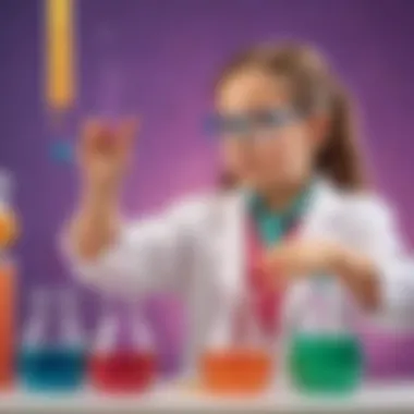 Child conducting science experiment with colorful liquids