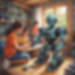 Kids exploring robotics in a summer camp setting