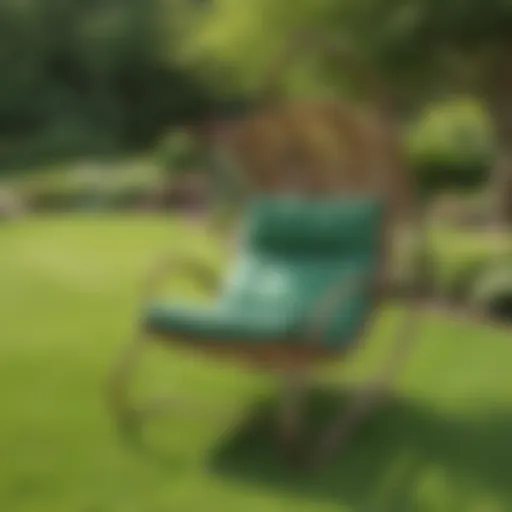 Elegant curved design of a swinging lawn chair