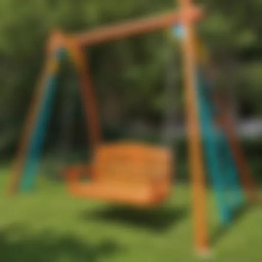 Colorful swings hanging from a sturdy swing set